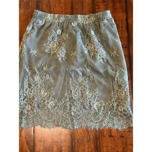 NWT Elegant Lace Silk slip skirt dusty olive S